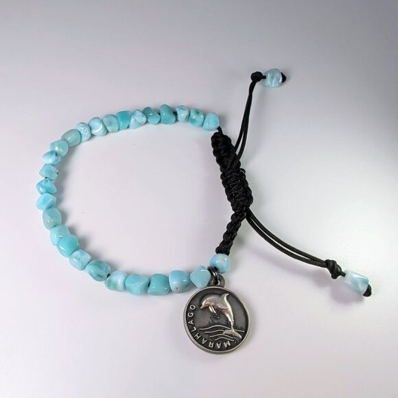Marahlago Larimar Bracelet With Adjustable Cord & Silver Charm - Picture 4 of 9